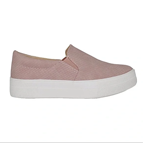 Mauve Snake Print Embossed Slip On Sneakers - Picture 5 of 6